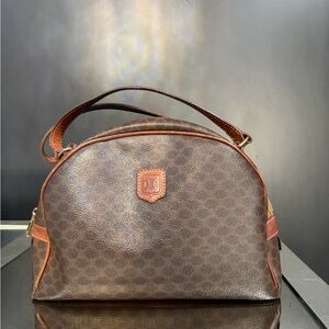 Celine Macadam Canvas Hand Bag PVC Brown